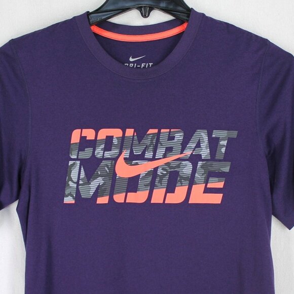 Nike Dri Fit Tee Shirt Mens Size S Purple Combat Mode Short Sleeve Athletic - Picture 2 of 5